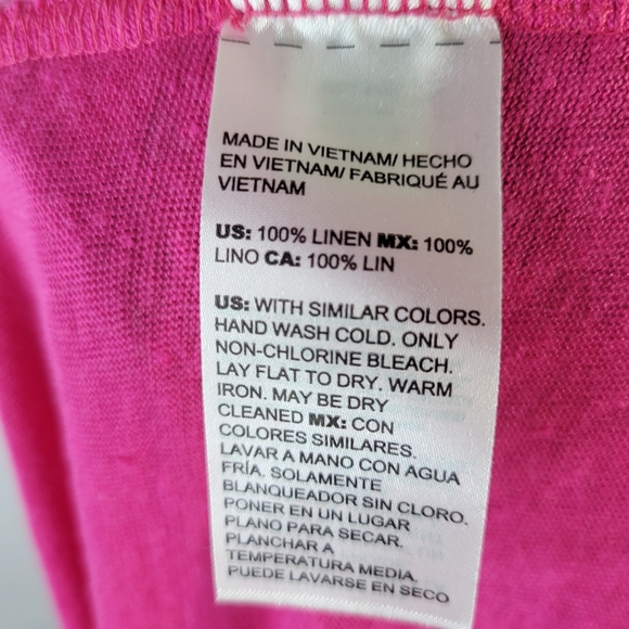 Chicos 100% Linen V neck 3/4 Sleeve top Pink Size 4/XXl - Picture 6 of 6